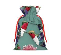 Flower Hummingbirds Embroiderys Print Drawstring Gift Reusable Bags Party Favors Holiday Birthday Eco-Friendly Pouches