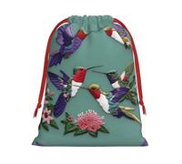 Flower Hummingbirds Embroiderys Super Soft Velvet Christmas Storage Bag Festival Promotion Annual Celebration and Daily Use