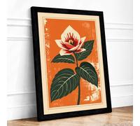 Flower in Bloom Botanical Framed Wall Art Print A2 Black