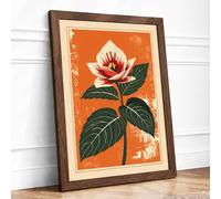 Flower in Bloom Botanical Framed Wall Art Print A3 Walnut
