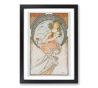 Flower in Hand by Alphonse Mucha Framed Print | A2 Black Framed Wall Art | Ready to Hang | Modern Floral Picture | Living Room Bedroom Lounge Office