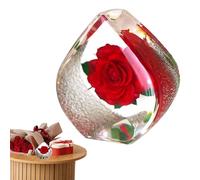 Flower In Resin, Real Roses Resin Crafts Forever Souvenir, Desk Decor Portable Forever Roses For Birthday Wedding Valentine's Day
