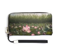 Flower in Water Images RFID Blocking Wallet for Women,Clutch With Change Pocket, Wristlet Wrist Strap with Card Slots