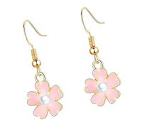 Flower Inspired Drop Earrings For Women Lightweight Alloy Jewelry With Oil Drip Techniques Enameled Ear Accessories Elegant Jewelry For Formal Occasions