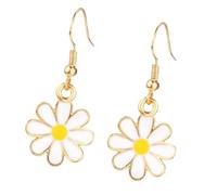 Flower Inspired Drop Earrings For Women Lightweight Alloy Jewelry With Oil Drip Techniques Enameled Ear Accessories Elegant Jewelry For Formal Occasions