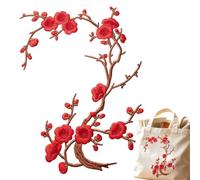 Flower Iron On Patches for Clothes Embroidered Plum Blossom Applique