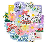 Flower Iron On Patches for Hat Cute Spring Embroidered Daisy Applique Patches for Clothes 30 Pack Assorted Aesthetic Flowers for Tote Bag Trucker Hats, Backpack and Jeans