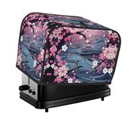 Flower Japanese Style Toaster Cover 2 Slice, Waterproof Bread Machine Covers with Pockets Universal Size Kitchen Small Appliance Cover with Handle, Dust and Fingerprint Protection