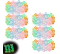Flower Kandi Bracelets Glow In The Dark Stretch Rave Candy Bracelets Multi Color Beaded Flower Kandi Cuff Rave Accessories Jewelry Music Party Favor for Women Friends EDM Party Music Festival