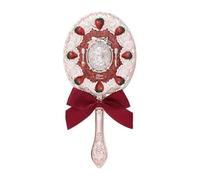 Flower Knows Hand Mirror,Portable Vintage,Durable Metal,Cute & Aesthetic Princess Mirror,with Long Handle for Easy Holding,Gift for Girls (Red Velvet, Strawberry Cupid)