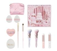Flower Knows Makeup Brush Set 12 Pcs,Travel-Friendly with Non-Shedding Bristles,Include Blush,Lip,Eyeshadow,Concealer Brush,Foundation Powder Puff,with Storage Bag,Gift Box