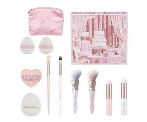 Flower Knows Makeup Brush Set 12 Pcs,Travel-Friendly with Non-Shedding Bristles,Include Blush,Lip,Eyeshadow,Concealer Brush,Foundation Powder Puff,with Storage Bag,Gift Box
