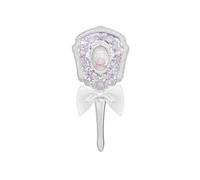 Flower Knows Shell's Jewel Hand Mirror,Vintage Portable Handheld Mirror,Fancy & Pretty Princess Mirror with Long Handle,Gift for Girls(Pearly White)