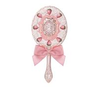 Flower Knows Strawberry Cupid Hand Mirror,Vintage Handheld Mirror,Fancy & Pretty Princess Mirror with Long Handle,Gift for Girls & Women(Milk Pink)