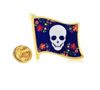 Flower l Illustrations Golden Metal Flag Lapel Pin Badge