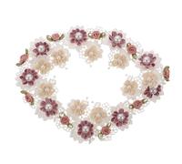 Flower Lace Cloth Trim for Clothing and Tablecloths 5.5cm | Polyester with Artificial Pearl Details, Romantic Elegant Border Material, for Parties and Weddings DIY Creation