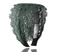 Flower Lace Headband,Lace Headband,Wide Headbands for Women,Vintage Hair Accessory Headdres,Fashion Hair Band for Women Girls Daily Wear and Special Occasions (Green, One size)
