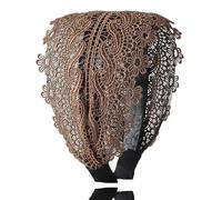 Flower Lace Headband,Lace Headband,Wide Headbands for Women,Vintage Hair Accessory Headdres,Fashion Hair Band for Women Girls Daily Wear and Special Occasions (Coffee, One size)