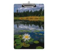 Flower Lake Pond Reflection Clipboard Retractable Hanging Tab Clip Board Plastic Clipboard Nursing Clipboards Nurse, Doctor, Cute Design for Standard Size 12.5 X 8.5Inch