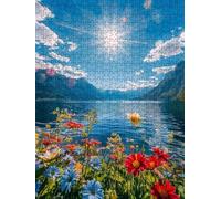 Flower Lake Water Jigsaw Puzzle 2000 Piece, Puzzles for Adults 2000, The Impossible Challenge, Jigsaw Puzzle Games Classic Educational, Wooden Puzzles, for Home Wall Decoration Gift FNKL1-467