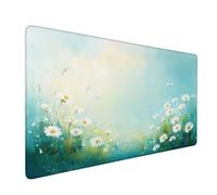 Flower Large Gaming Mouse Pad 27.5x11.8x0.12 Inch Extended Mouse Mat White, Desk Mat XXL with Stitched Edges, Non-Slip Rubber Base for Stable Grip on Smooth Surfaces, for Home, Office, PC, Model 573