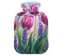 Flower Lavender Spring Travel hot Water Bottle with Soft Cover, 2L Warm Compress for (Scenario), (Scenario), (Scenario)