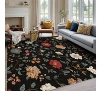 Flower Leaf Small Rugs for Entryway 50x80, Home Bedroom Kitchen Decor, Floral Botanical Pattern Soft Washable Indoor Door Mats, Non Slip ES355