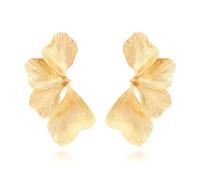 Flower Leaf Stud Earrings for Women Gold Chunk Statement Earrings Metallic Large Floral Earring Drop Earrings Silver Leaf Earrings Bohemian Jewelry, 1.49IN-2.24IN, Zinc, No Gemstone