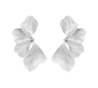 Flower Leaf Stud Earrings for Women Gold Chunk Statement Earrings Metallic Large Floral Earring Drop Earrings Silver Leaf Earrings Bohemian Jewelry, 1.49IN-2.24IN, Zinc, No Gemstone