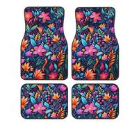 Flower Leaves Car Mats 4 Pieces Spring Daisy Universal Floor Car Mats Non-Slip Vehicle Carpet for SUV Van Truck Sedan