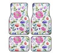 Flower Leaves Colorful Car Mats 4 Pieces Spring Daisy Universal Floor Car Mats Non-Slip Vehicle Carpet for SUV Van Truck Sedan