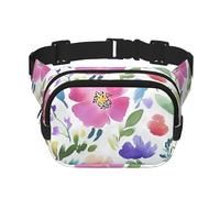 Flower Leaves Colorful Double Layer Waist Bag Pack Spring Daisy Bum Bag Fanny Pack for Men Women, Adjustable Belt Bag for Travel Hiking Running Cycling Festival