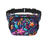 Flower Leaves Double Layer Waist Bag Pack Spring Daisy Bum Bag Fanny Pack for Men Women, Adjustable Belt Bag for Travel Hiking Running Cycling Festival