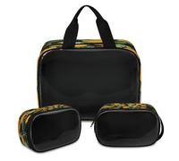 Flower Leaves Lemon Makeup Bag for Women Men, Translucent Cosmetic Bag Wash Pouch Shower Bag 3 Pcs Travel Toiletry Toiletries Cosmetic Organizer