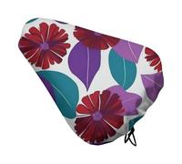 Flower Leaves Purple Bike Seat Rain Cover Waterproof Dustproof Bikes Saddle Cushion Soft Bicycle Seat Pad Covers with Drawstring for Men Women