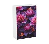 Flower Leaves Purple Red Flower Cigarette Case Anti-Squeezing Waterproof Cigarette Packing Box with Lightweight Pocket Cigarette Storage Case for Men Women Gifts