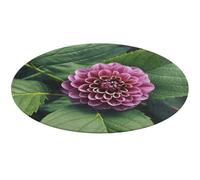 Flower Leaves Purple Red Flower Round Area Rug Non Slip Backing Doormat Water Absorbent Plush Throw Low-Pile Non-Slip Floor Mat Carpet for Living Room Bedroom Entryway Nursery Room 60 * 60cm