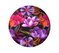Flower Leaves Purple Red Flower Round Badge - Durable Tin Plate Design With Full Front Print, Perfect For Custom Gifts And Apparel Decoration