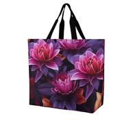Flower Leaves Purple Red Flower Women Tote Bag Shoulder Grocerie Bags Portable Storage Handbag Lightweight Durable for Work Travel Casual Bag