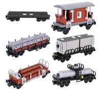 FLOWER LEGEND 6IN1 City Freight Train Car Building Set, DIY Cargo Train Toys for Teens and Adults, Compatible with Lego 630 Building Accessory, M8001