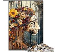 Flower Leopard 1000 Piece Jigsaw Puzzles for Teenagers, Family Game Stress Reliever Difficult Challenge Gifts for Friends And Family (50x75cm)