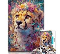Flower Leopard 1000 Piece Jigsaw Puzzles for Teenagers Gifts,Help The Brain Exercise Addictive Toys to Cultivate Patience Great Gift 38x26cm