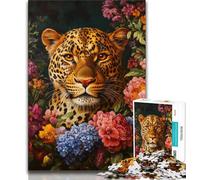 Flower Leopard 1000 Pieces Jigsaw Puzzle For Adults Teens,Learning Educational Toy for Is Ideal As A Gift for The Whole Family (38x26cm)