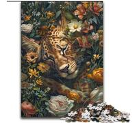 Flower Leopard 1000 Pieces Jigsaw Puzzles for Adults And Teens, Challenging Game And Family Play Parent-child Interaction (26x38cm)