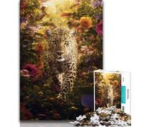 Flower Leopard Adult Jigsaws 1000 Pieces Difficult,Family Game Stress Reliever Difficult Challenge Great Gifts And Toys 38x26cm