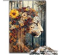 Flower Leopard Jigsaw Puzzles for Teenagers 1000 Pieces, Help The Brain Exercise Addictive Toys to Cultivate Patience Unique Challenge Game (26x38cm)
