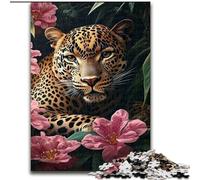 Flower Leopard JigsawPuzzle 1000 Pieces for Adults, Brain Intelligence Challenge Addictive Toys for Home Decoration 50x75cm
