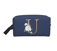 Flower Lette U Travel Toiletries Makeup Organizer Large Capacity Portable Cosmetic Bags for Women Girls Indigo Blue