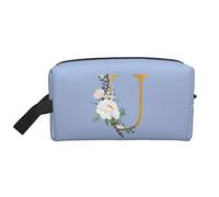 Flower Lette U Travel Toiletries Makeup Organizer Large Capacity Portable Cosmetic Bags for Women Girls Blue