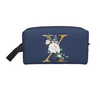 Flower Lette X Travel Toiletries Makeup Organizer Large Capacity Portable Cosmetic Bags for Women Girls Indigo Blue